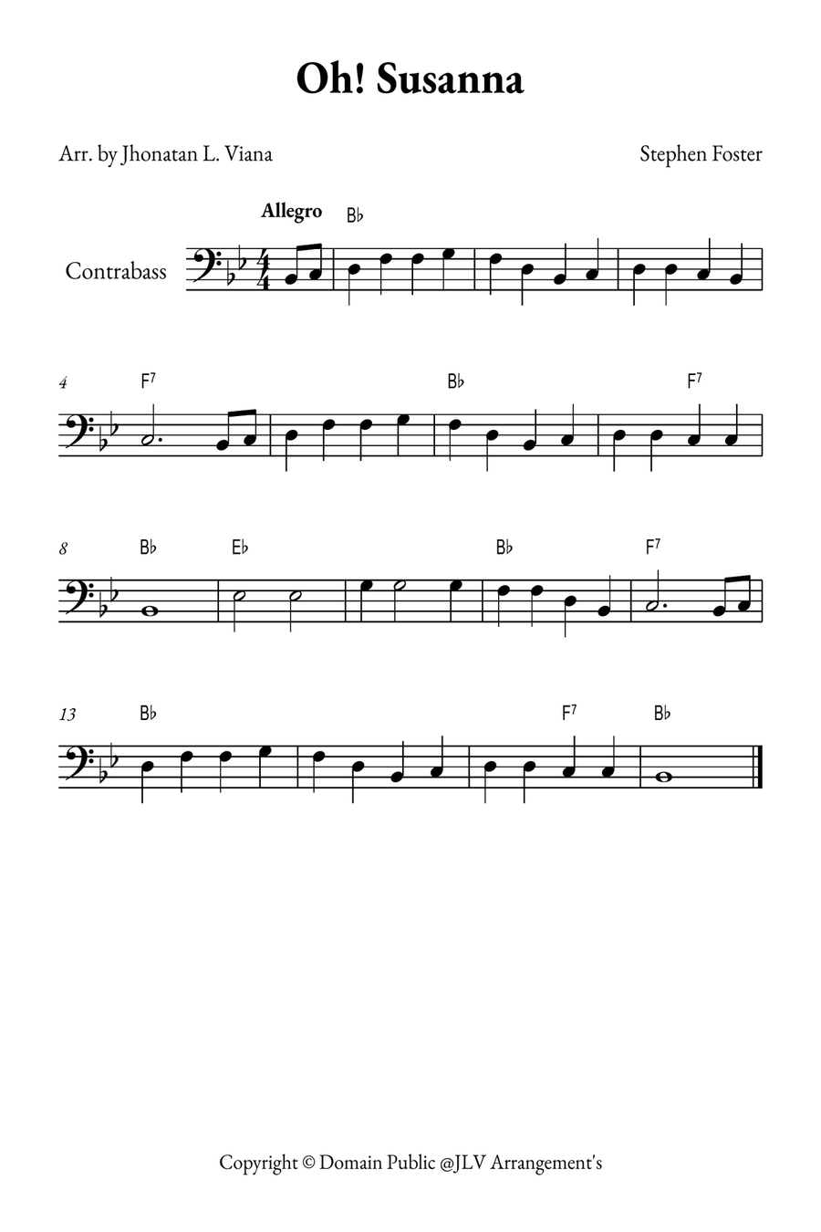 Oh! Susanna Double Bass scores gallery preview page 1