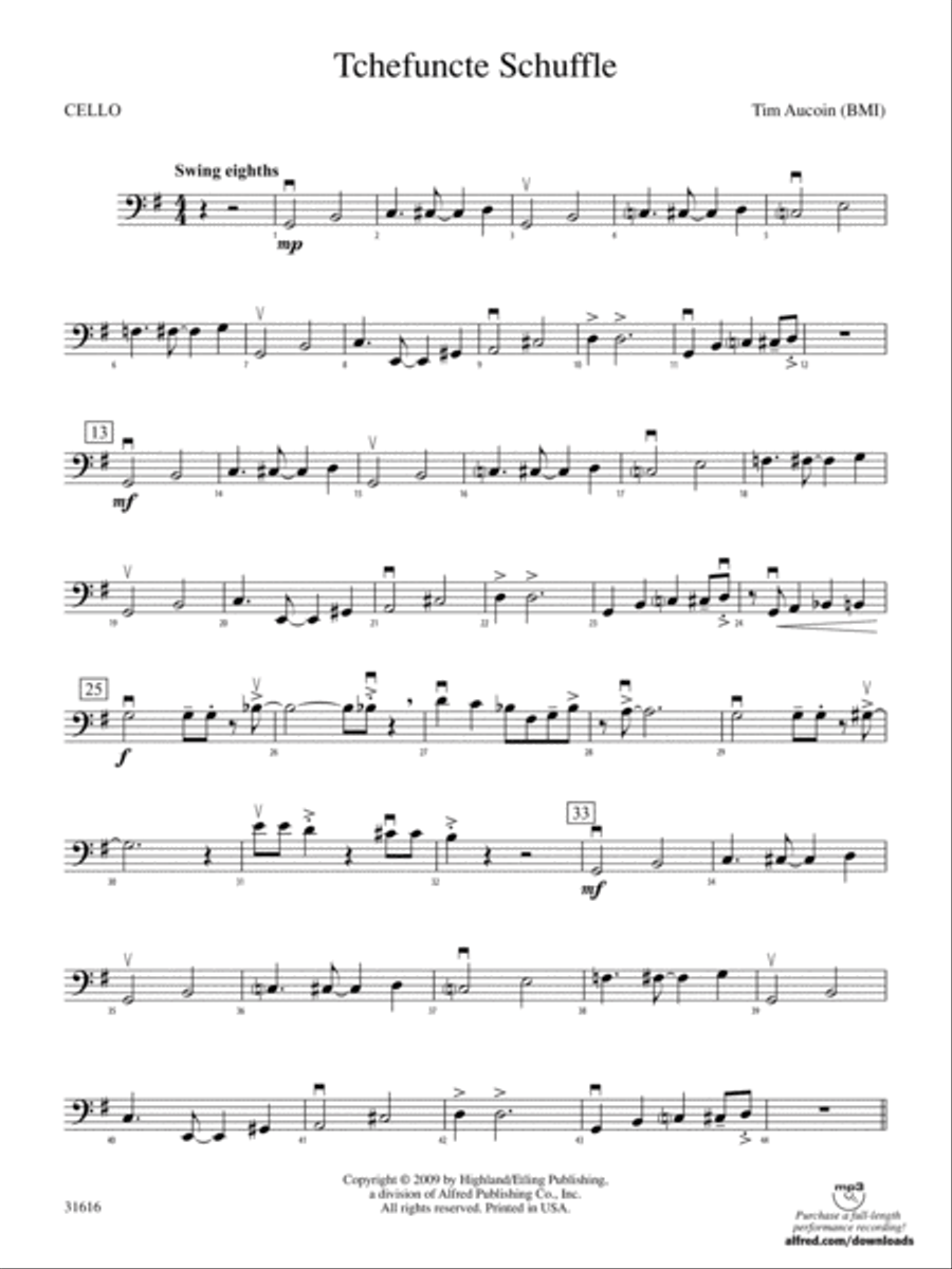 Tchefuncte Shuffle: Cello String Orchestra scores gallery preview page 1