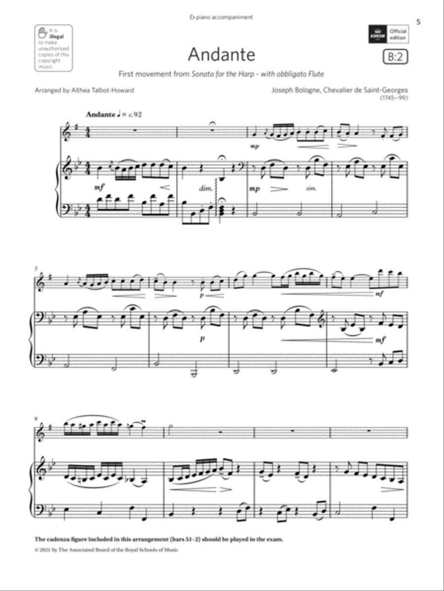 Andante (from Sonata for the Harp) (Grade 5 List B2 from the ABRSM Saxophone syllabus from 2022) Harp scores gallery preview page 4