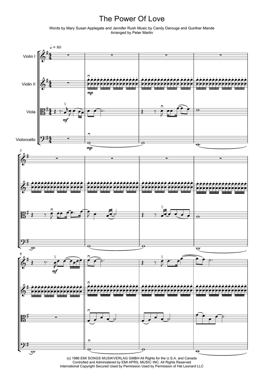 The Power Of Love String Quartet scores gallery preview page 5