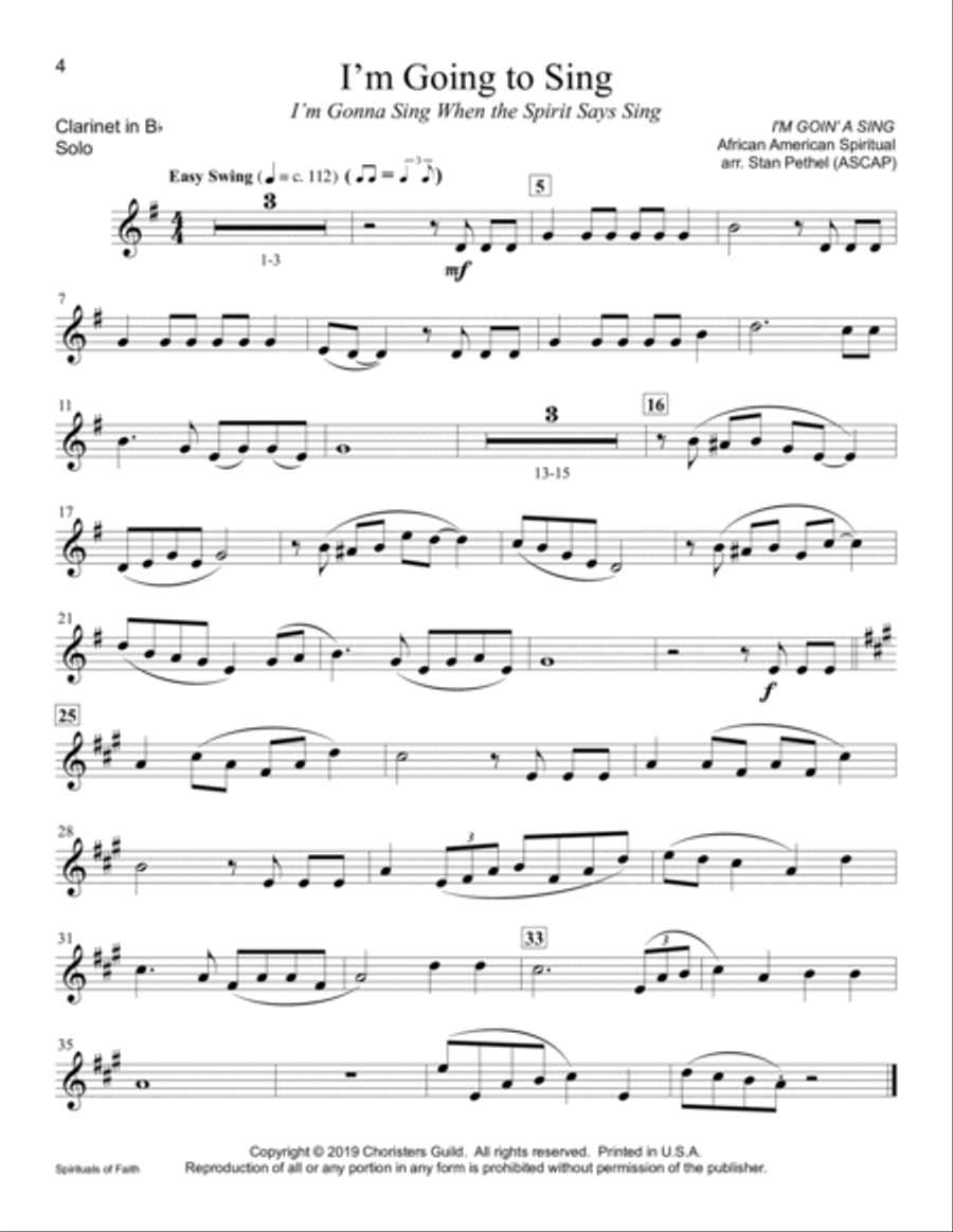 Spirituals of Faith - Bb Clarinet B-Flat Clarinet scores gallery preview page 4