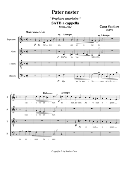 Pater noster - Eucharistic Prayer for Choir SATB a cappella image number null