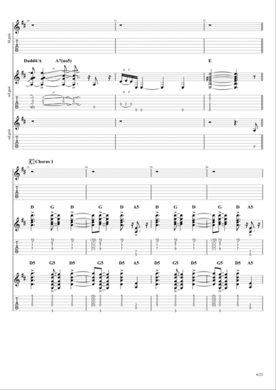 Beneath, Between, Behind Electric Guitar scores gallery preview page 6