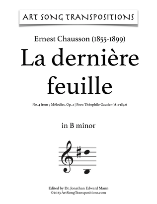 CHAUSSON: La dernière feuille, Op. 2 no. 4 (transposed to B minor)