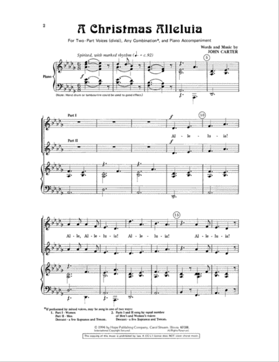 A Christmas Alleluia 2-Part scores gallery preview page 2