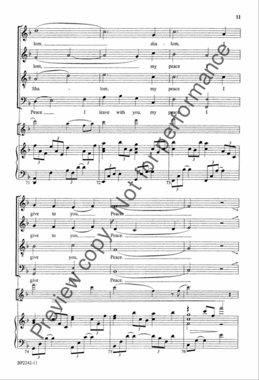 Shalom (SATB) 4-Part scores gallery preview page 12