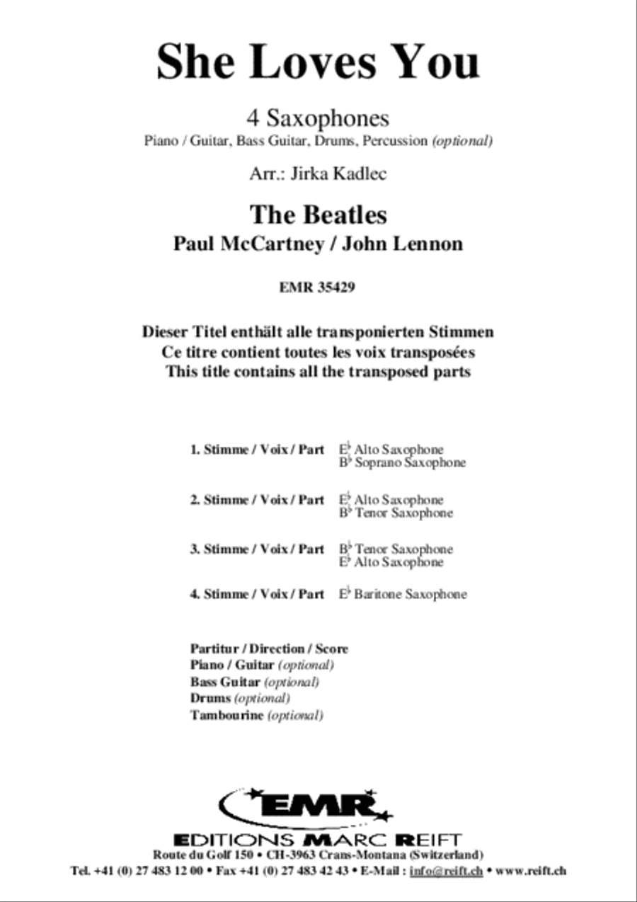 She Loves You Saxophone Ensemble scores gallery preview page 2