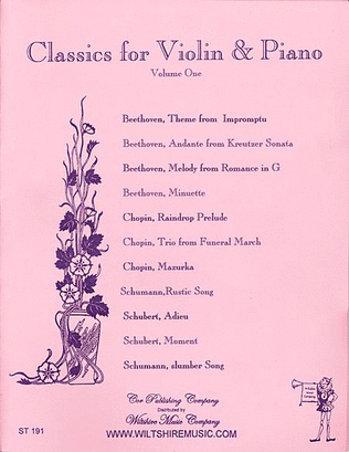Book cover for Classics for Violin, Volume One