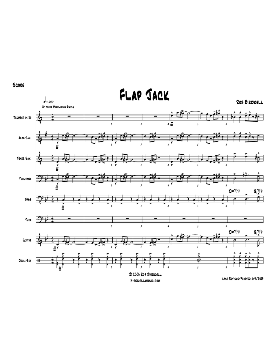 Flap Jack (septet version / Blowholes) Jazz Ensemble scores gallery preview page 1