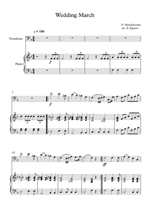 Wedding March, Felix Bartholdy Mendelssohn, For Trombone & Piano