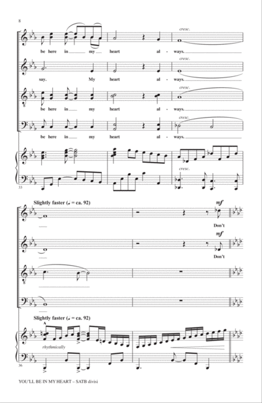 You'll Be In My Heart (from Tarzan) (arr. Mac Huff) 4-Part scores gallery preview page 6