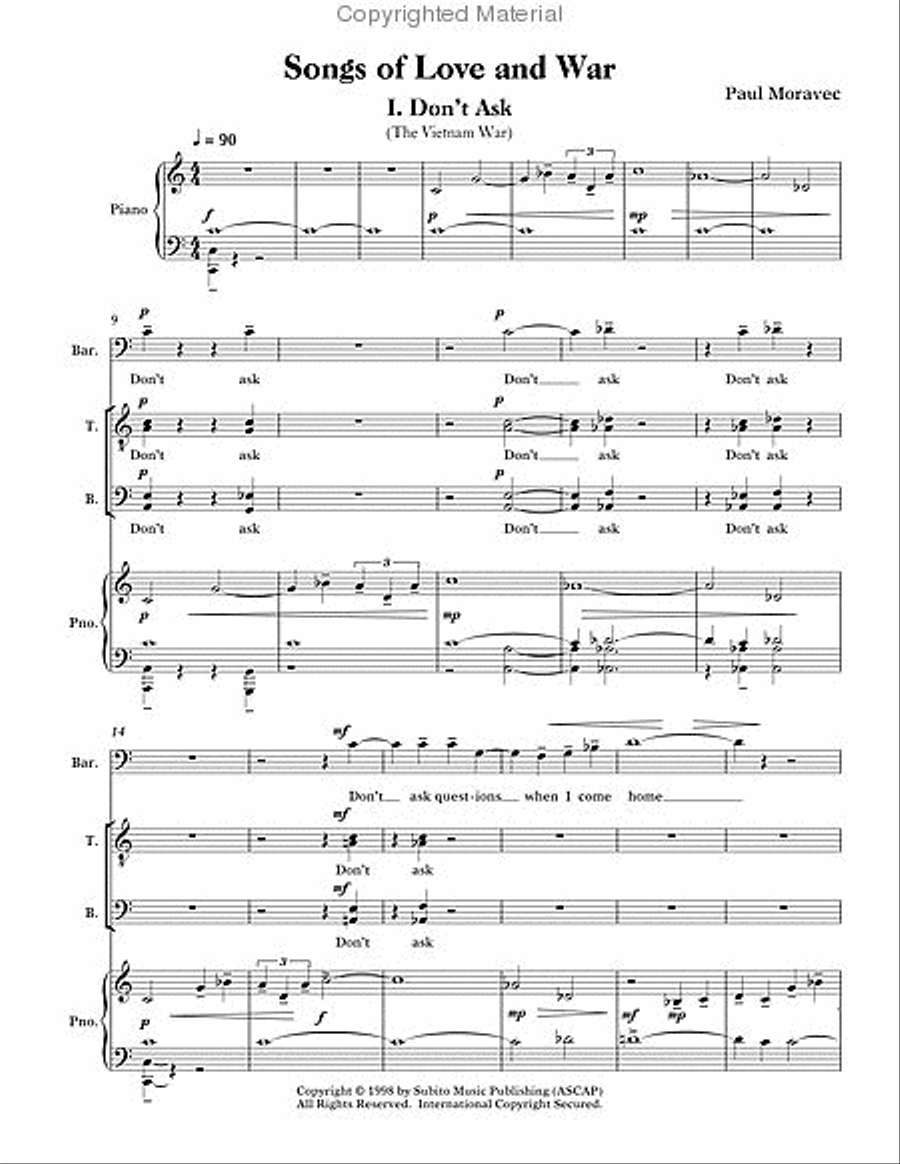 Songs of Love & War Songs of Love & War 4-Part scores gallery preview page 2