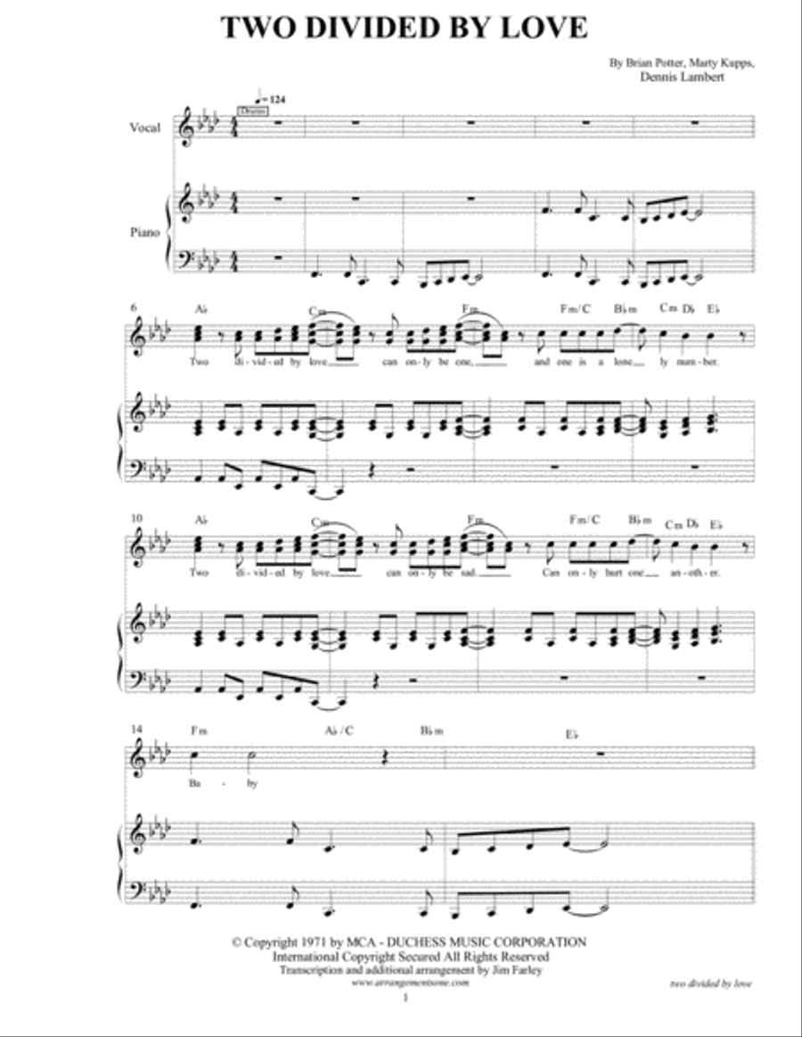 Two Divided By Love Voice scores gallery preview page 5