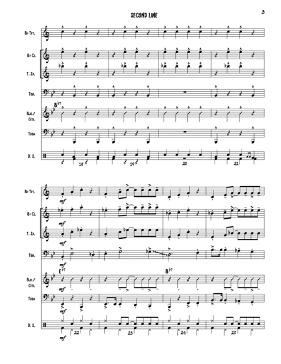 Second Line - Trad. Jazz Combo - New Orleans Brass Band Style Jazz Ensemble scores gallery preview page 3