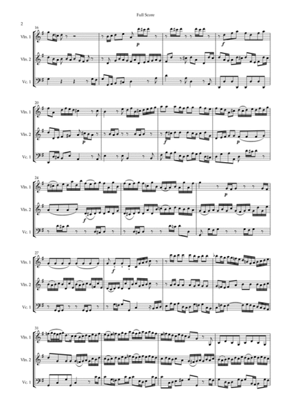Brandenburg Concerto No. 3 in G major, BWV 1048 1st Mov. (J.S. Bach) for String Trio image number null
