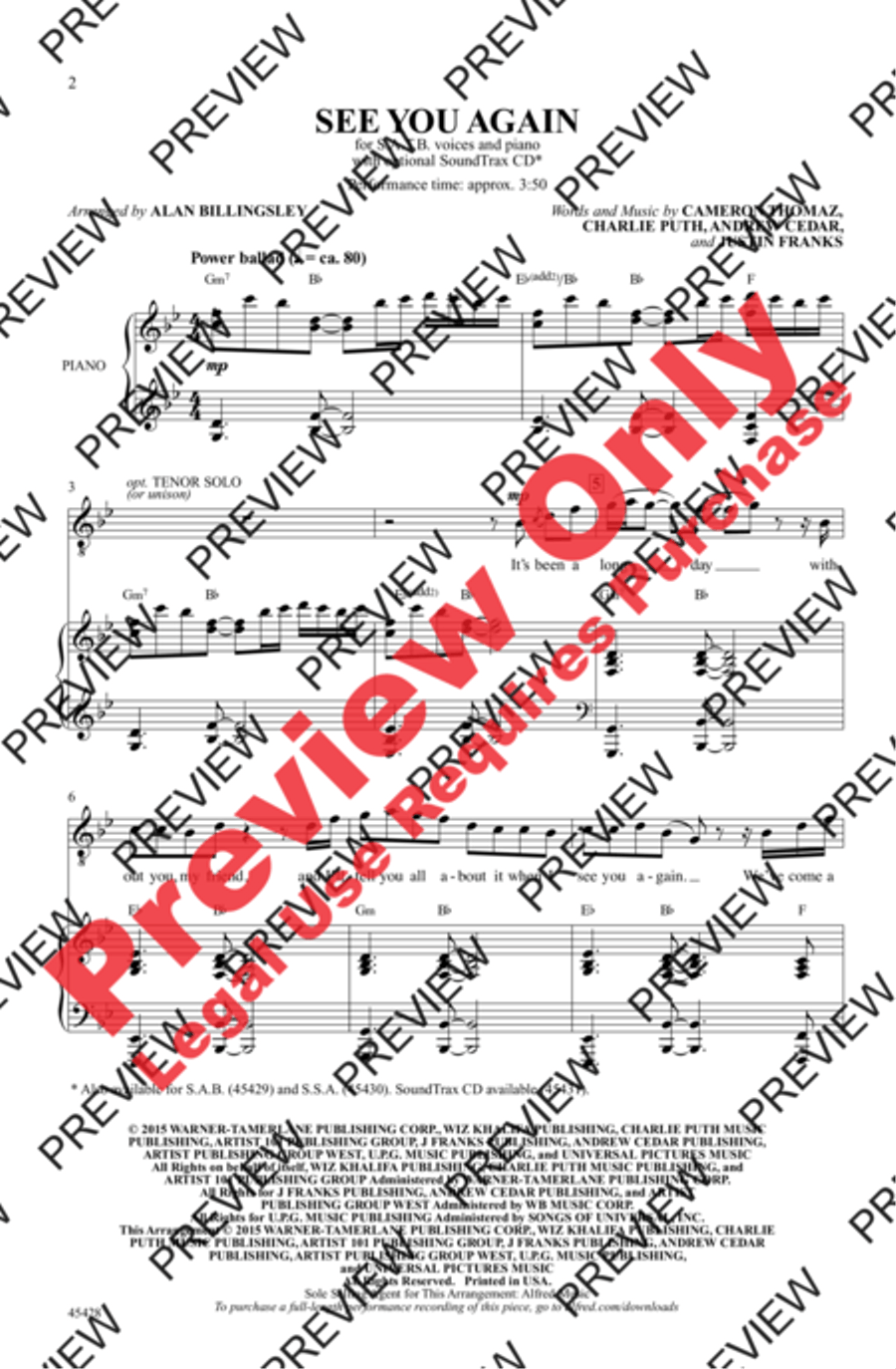 See You Again - SoundTrax CD (CD only) Choir scores gallery preview page 2