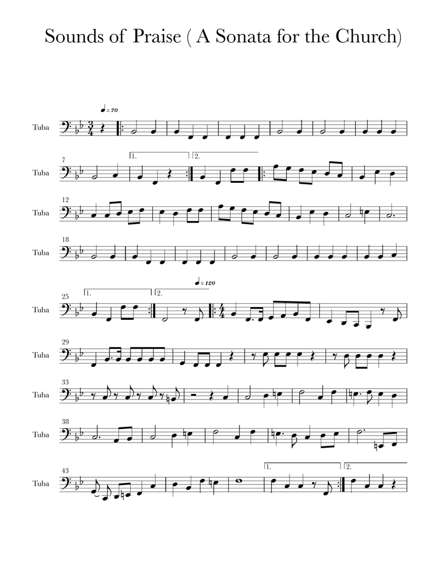 Sounds of Praise (Church Sonata for Tuba Quartet) Tuba Quartet scores gallery preview page 6