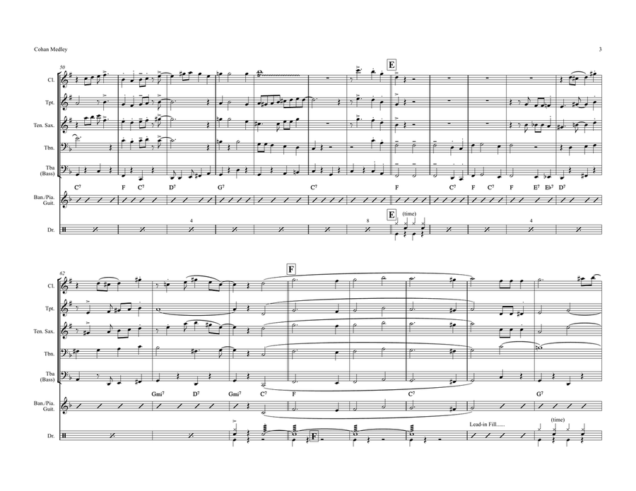 George M. Cohan Medley (I'm A Yankee Doodle Dandy/You're a Grand Old Flag) Jazz Ensemble scores gallery preview page 3