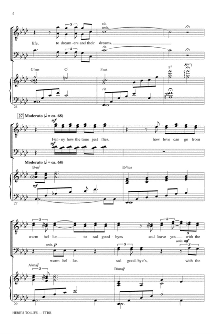 Here's To Life Here's To Life TTBB scores gallery preview page 4