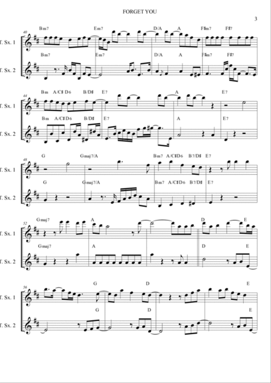 Forget You Woodwind Duet scores gallery preview page 3