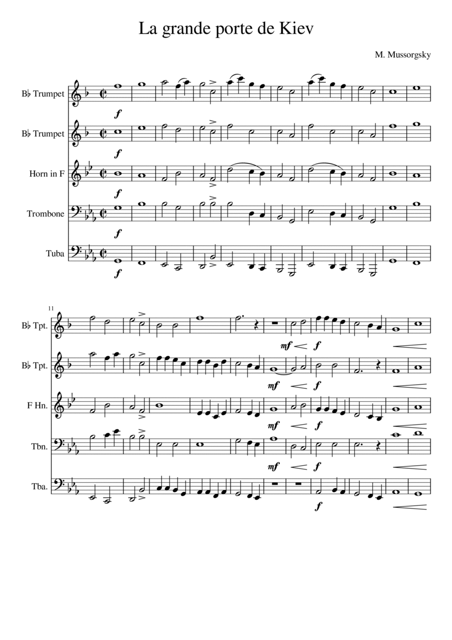 La Grande Porte de Kiev - Pictures at an Exhibition (The Great Gates of Kiev) La Grande Porte de Kiev - Pictures at an Exhibition (The Great Gates of Kiev) Brass Ensemble scores gallery preview page 1