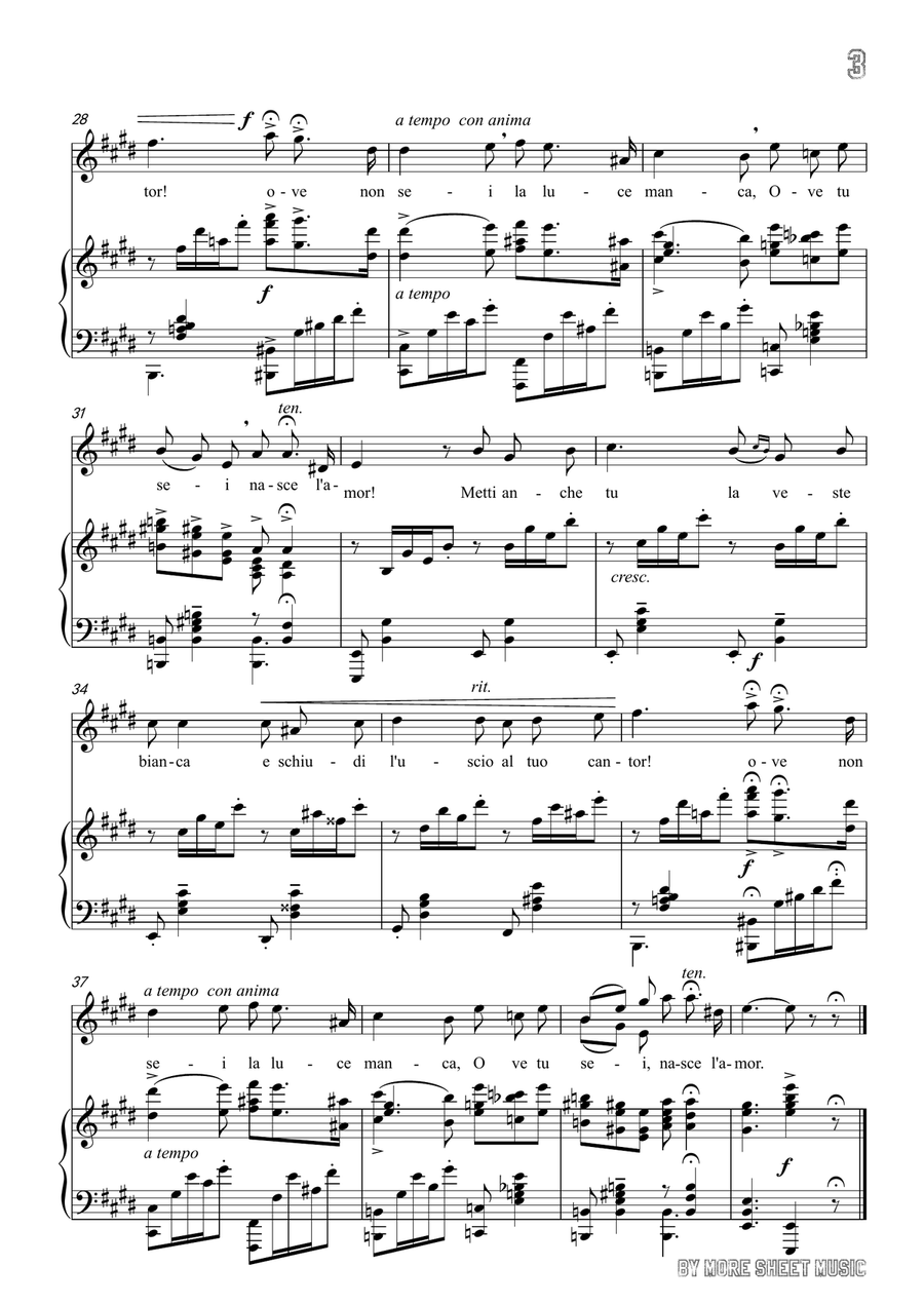 Leoncavallo-Mattinata in E Major,for Voice and Piano Piano, Vocal scores gallery preview page 5