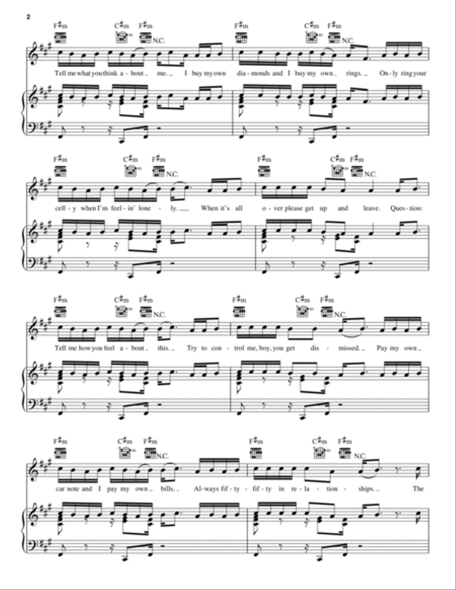 Independent Women Part I Piano, Vocal, Guitar scores gallery preview page 2