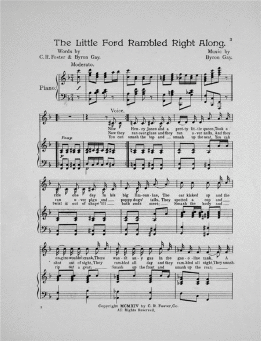 The Little Ford Rambled Right Along Voice scores gallery preview page 3