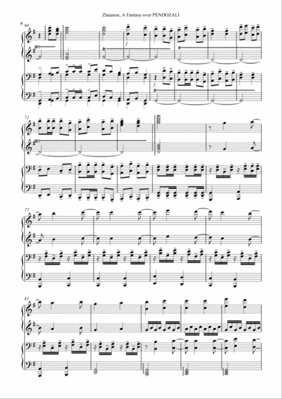 A FANTASY OVER PENDOZALI, for 4 hands, one piano 1 Piano, 4-Hands scores gallery preview page 4