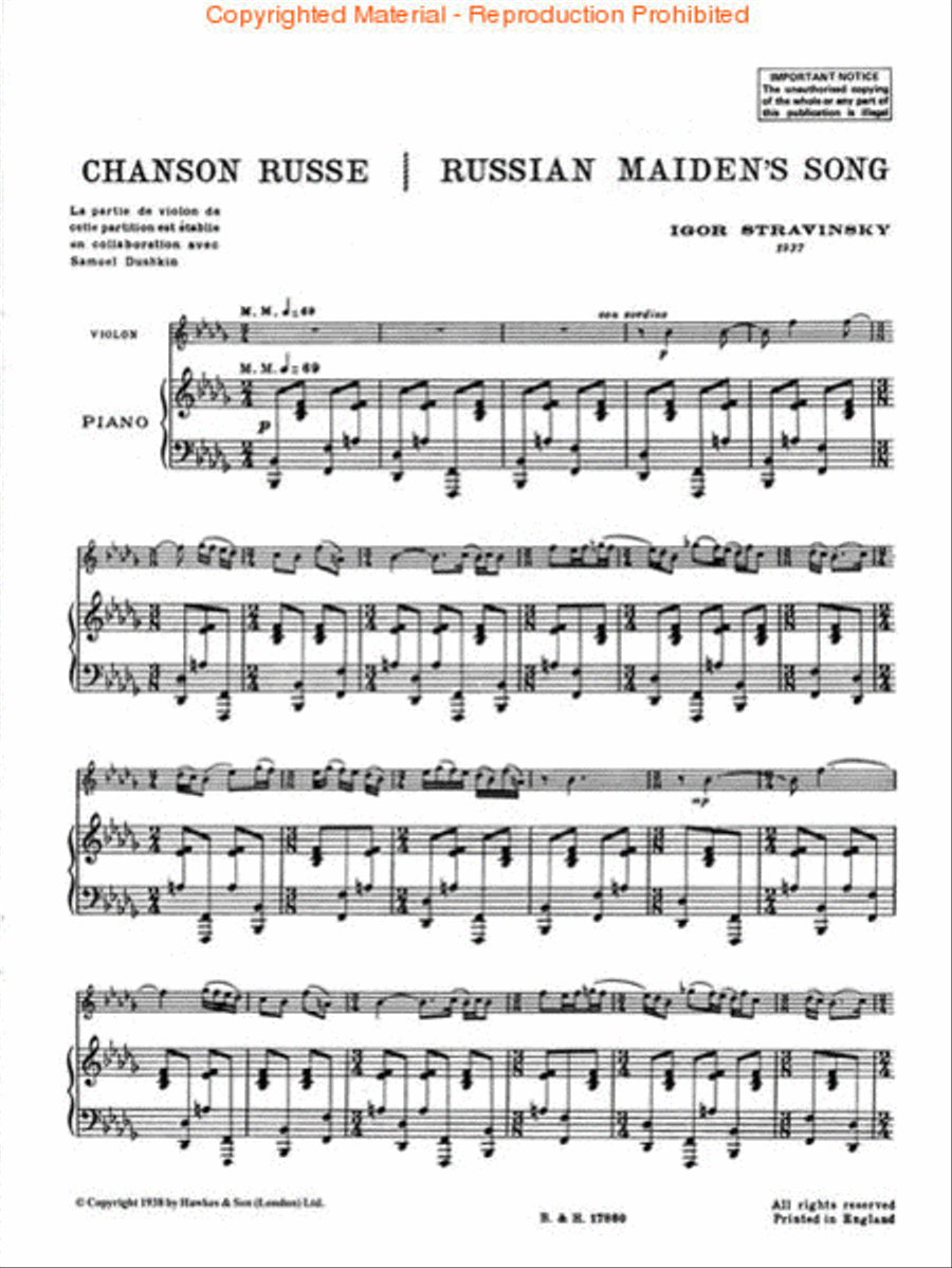 Chanson Russe Violin Solo scores gallery preview page 2