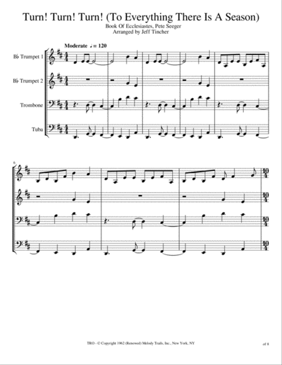 Turn! Turn! Turn! (to Everything There Is A Season) Brass Ensemble scores gallery preview page 2