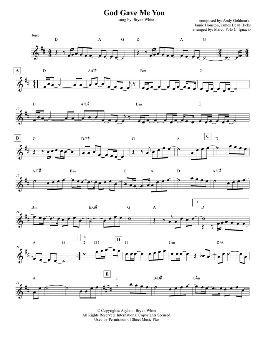 God Gave Me You Piano scores gallery preview page 1