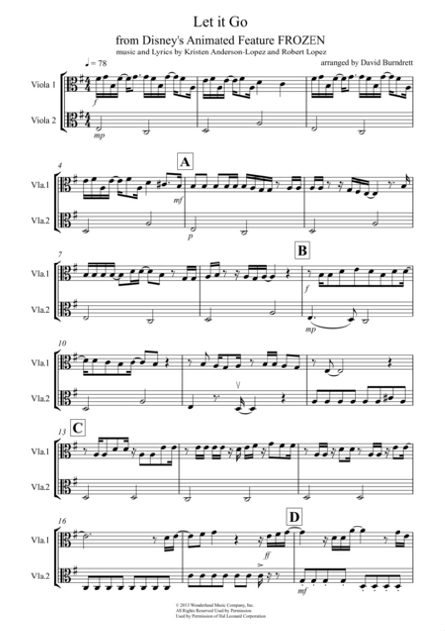 Let It Go (from Frozen) Viola Solo scores gallery preview page 1