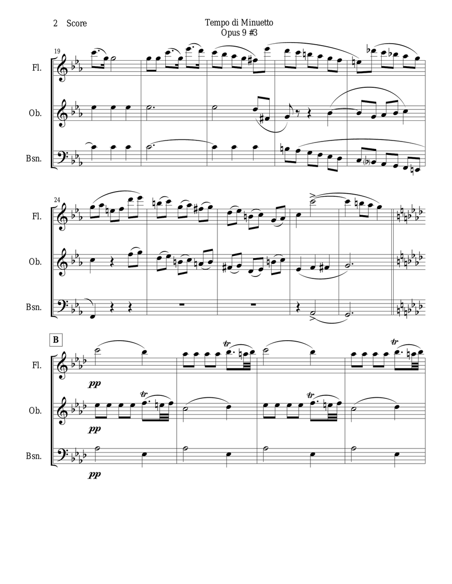 Minuet for Flute, Oboe and Bassoon Trio