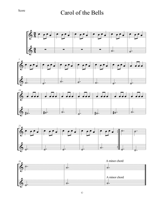 Carol of the Bells - 2 Part Easy Ukulele Arrangement