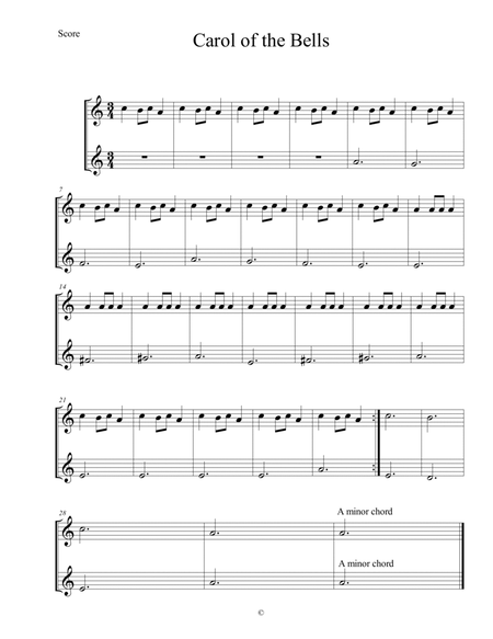 Carol of the Bells - 2 Part Easy Ukulele Arrangement