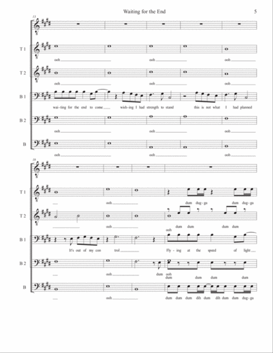 Waiting For The End A Cappella scores gallery preview page 5