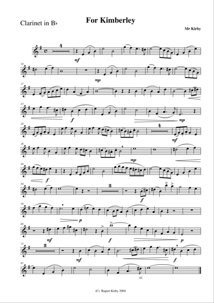 Kimberley Clarinet Solo scores gallery preview page 1