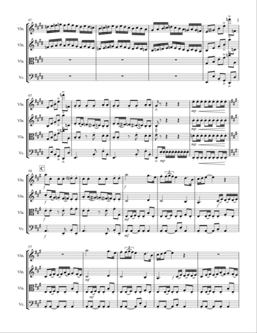 Albéniz - “Sevilla” from Suite Española (for String Quartet) String Quartet scores gallery preview page 4