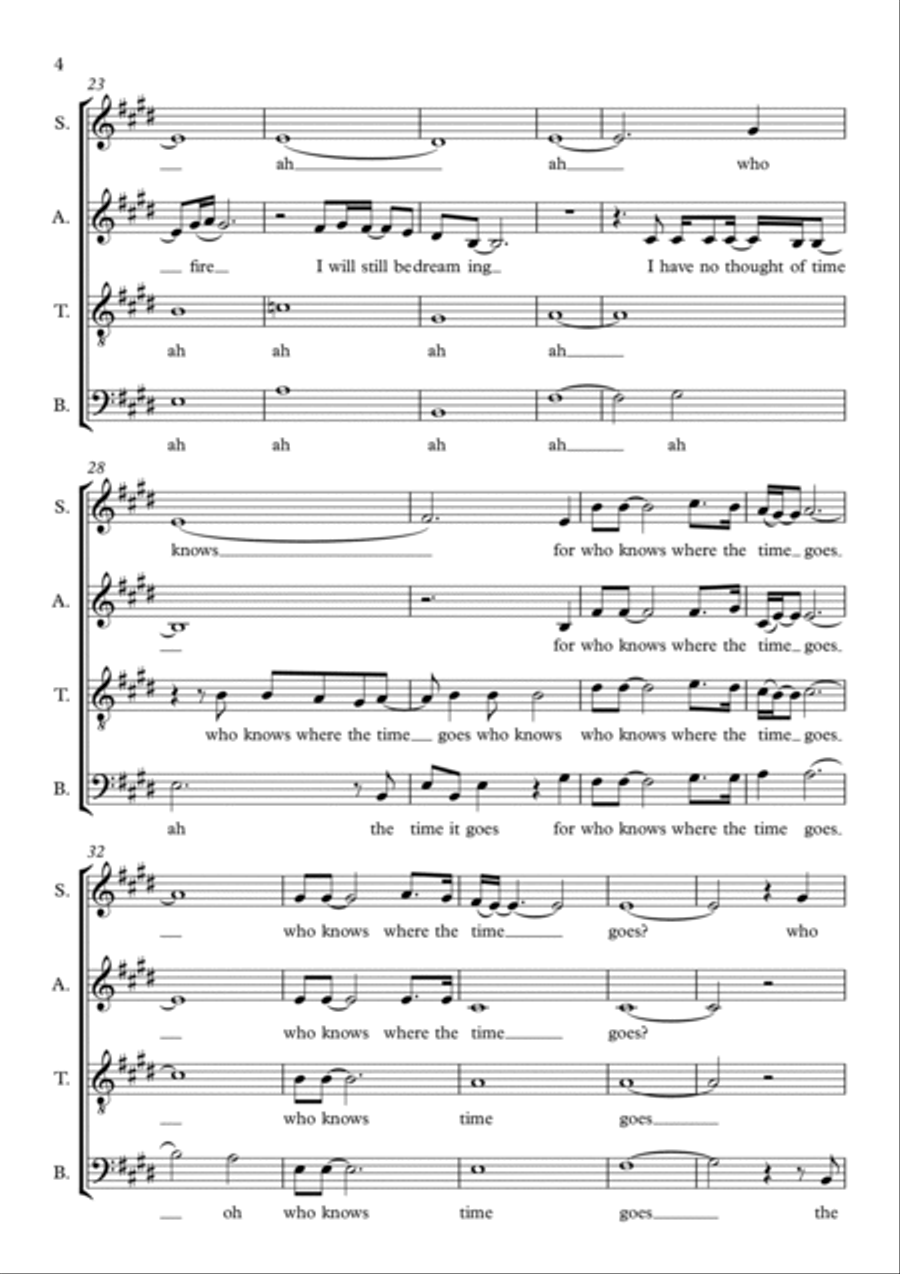 Who Knows Where The Time Goes 4-Part scores gallery preview page 4