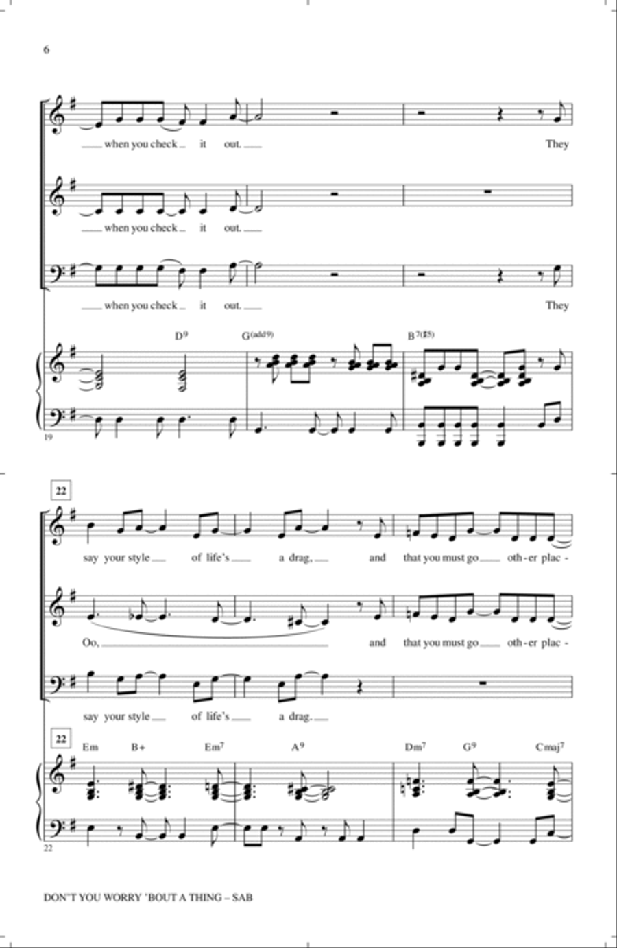 Don't You Worry 'Bout A Thing (arr. Roger Emerson) 3-Part scores gallery preview page 4