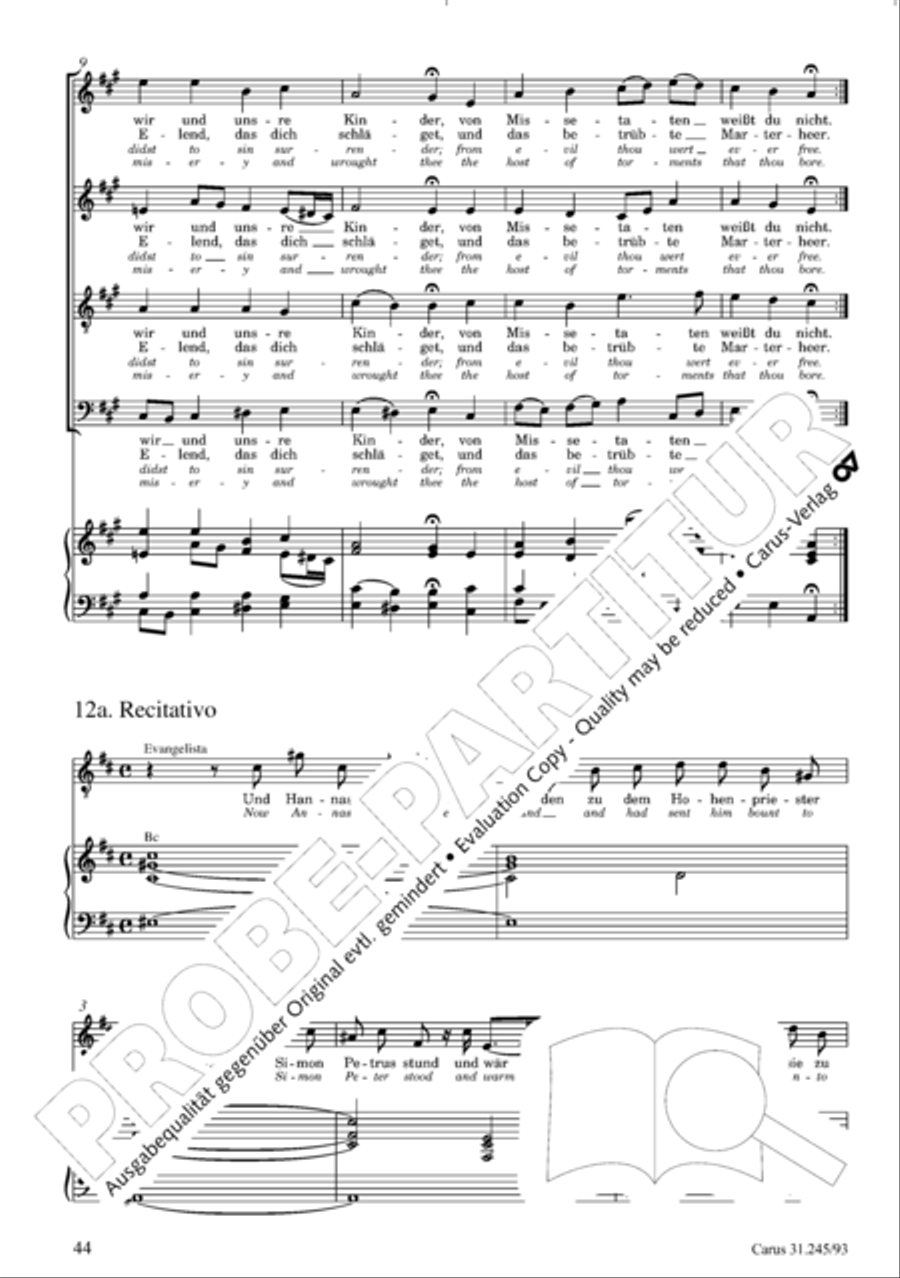 St. John Passion (Johannes-Passion) 4-Part scores gallery preview page 45
