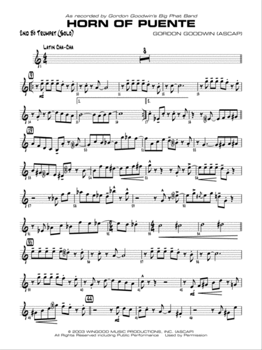 Horn of Puente: 2nd B-flat Trumpet Jazz Ensemble scores gallery preview page 1