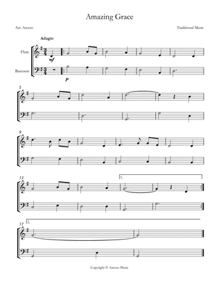 Jonh Newton Amazing Grace Easy Flute and Bassoon Sheet Music G major