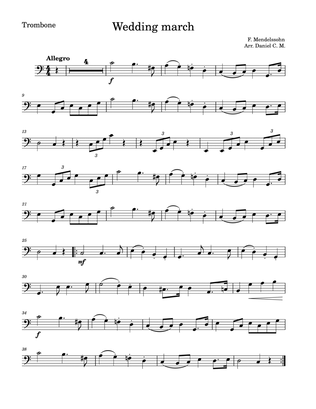 Book cover for Wedding march by Mendelssohn for trombone (easy)