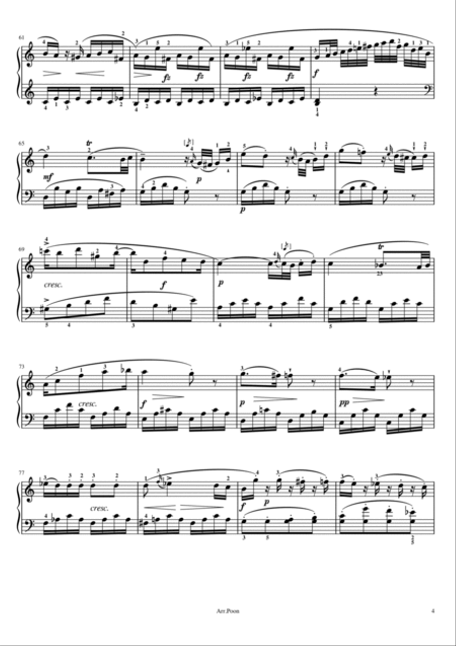 Mozart - Piano Sonata No.10 in C major, K.330/300h - 1st Mov - Original With Fingered Piano Solo scores gallery preview page 4
