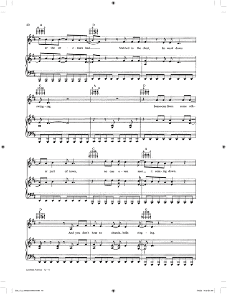 Lawless Avenues Lawless Avenues Piano, Vocal, Guitar scores gallery preview page 6