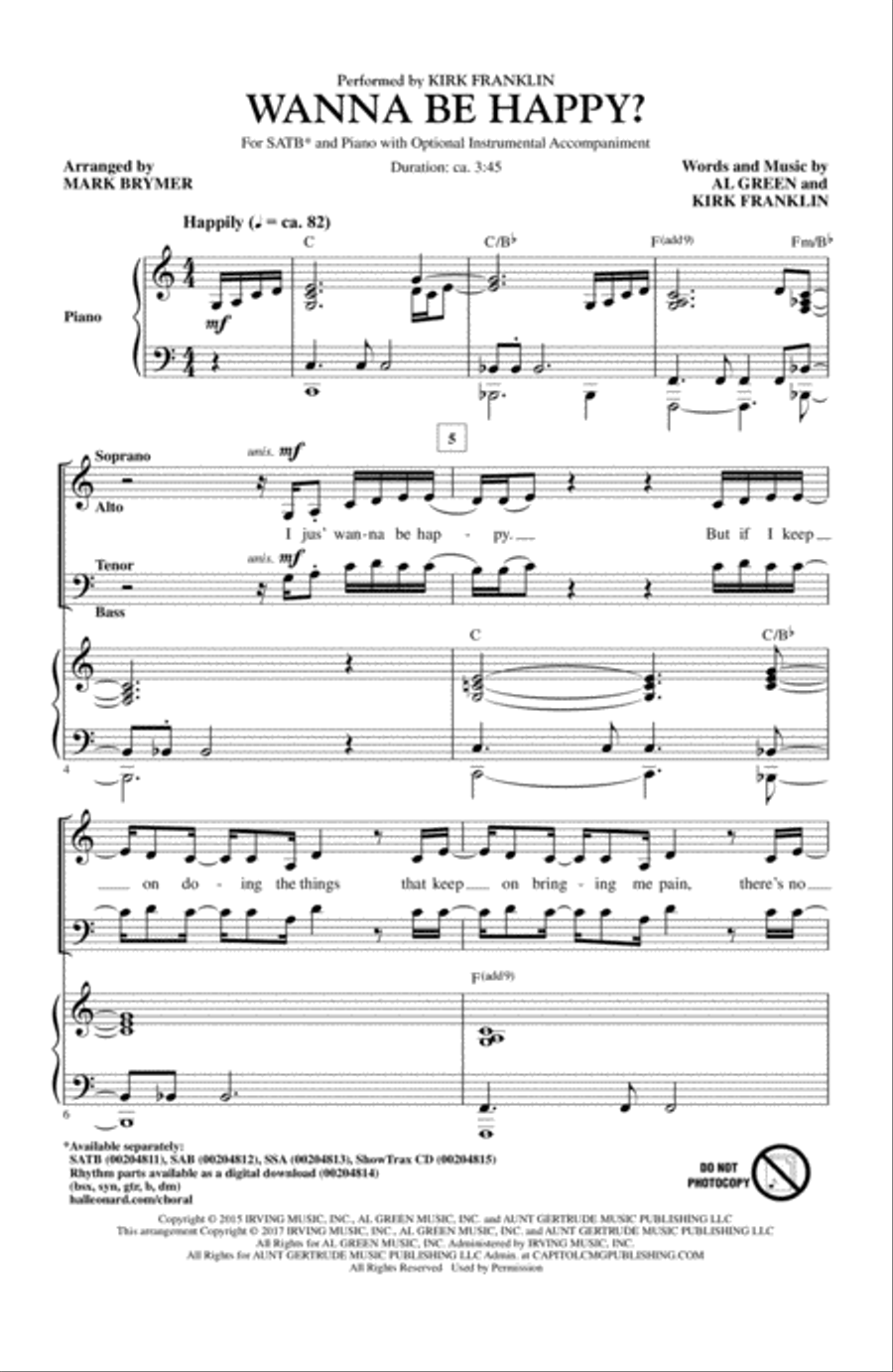 Wanna Be Happy? Wanna Be Happy? 4-Part scores gallery preview page 1