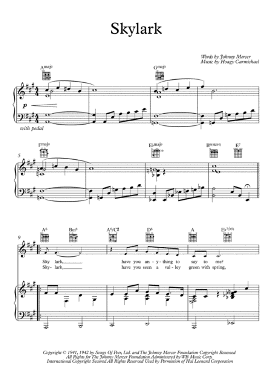 Skylark Piano, Vocal, Guitar scores gallery preview page 1