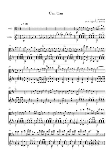 Can Can, Jacques Offenbach, For Viola & Guitar image number null